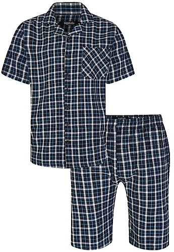 Bigdude Woven Checked Pyjama Set Navy/Blue